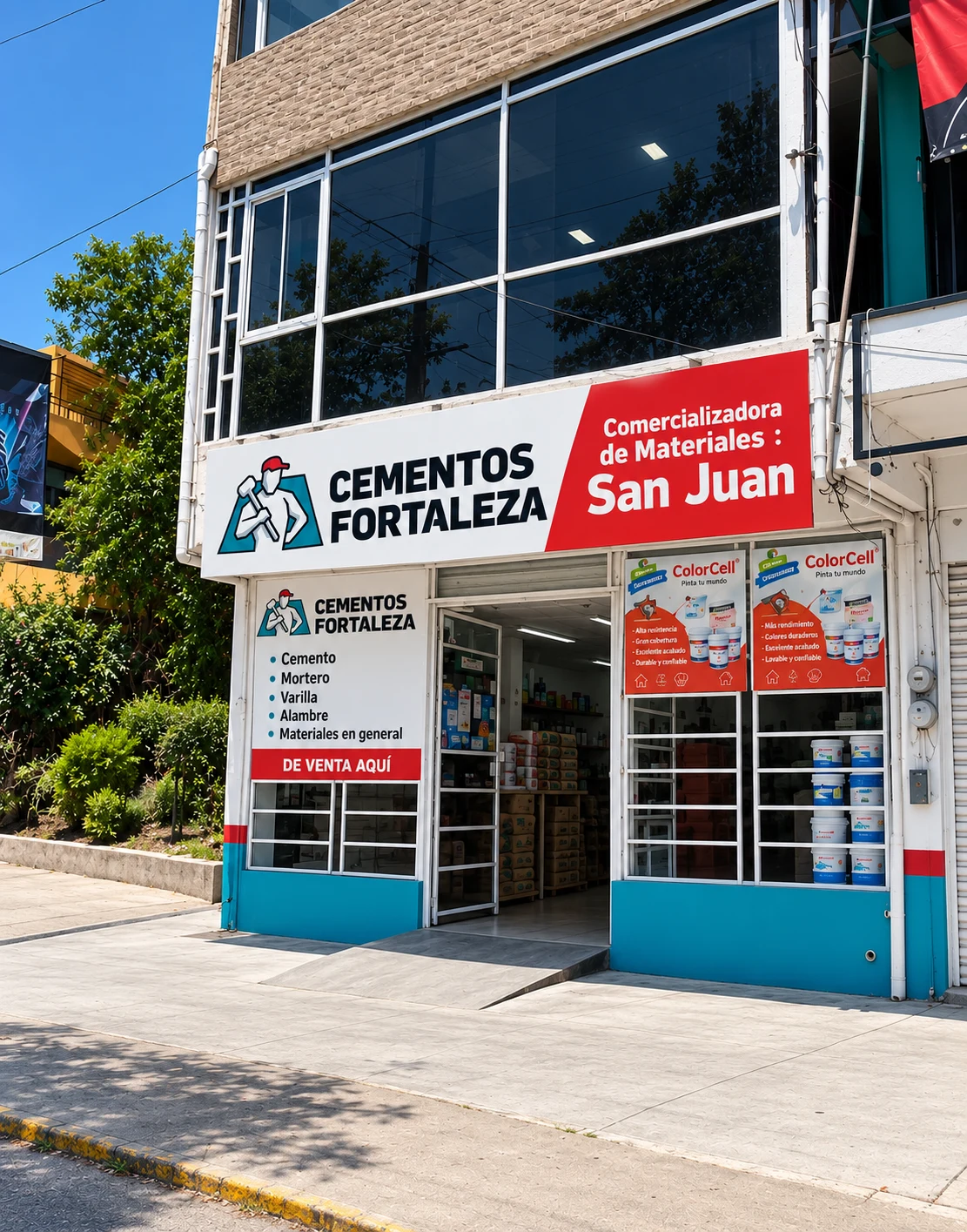 Fachada de Sucursal Tepojaco, con el letrero San Juan