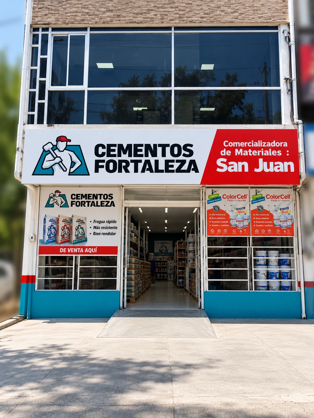 Fachada de Sucursal Tepojaco, con el letrero San Juan